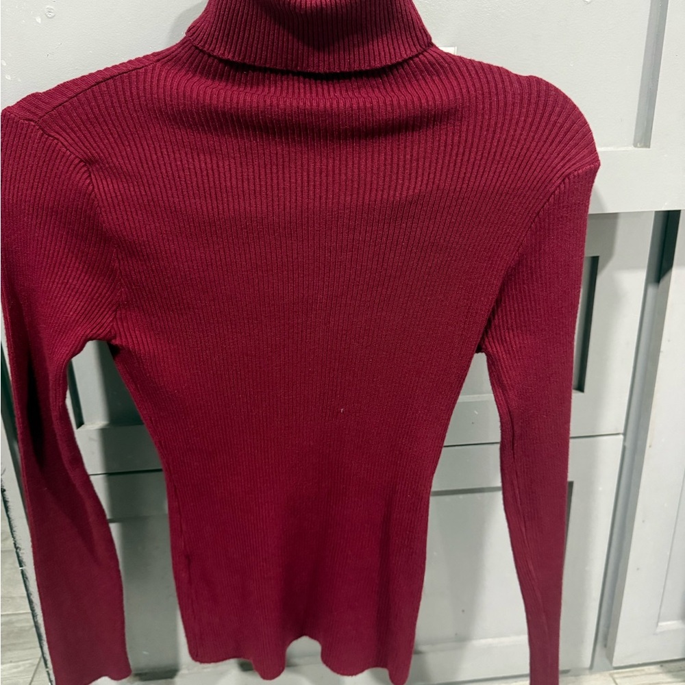 SHEIN Deep Red Turtleneck Sweater